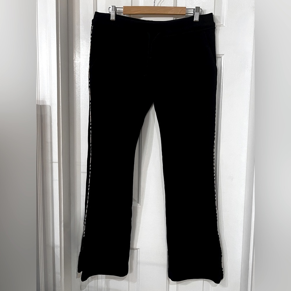 Burberry Womens Boot Cut W/Zippers Nova Check Piping Drawstring Sweatpants Cozy!